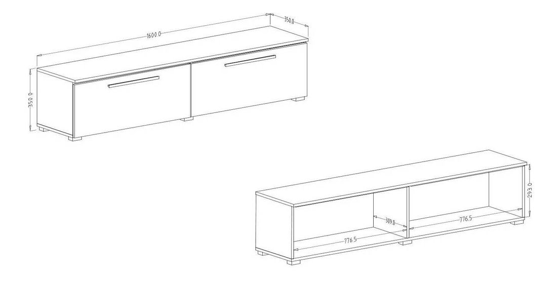 TV asztal Alyce Typ 41 (alpesi fényes fekete)