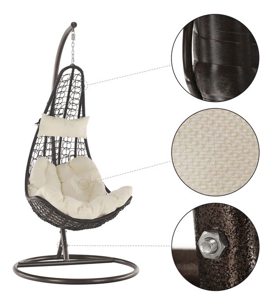 Viseća fotelja za ljuljanje Avalanche 2 NEW (smeđa + krem)