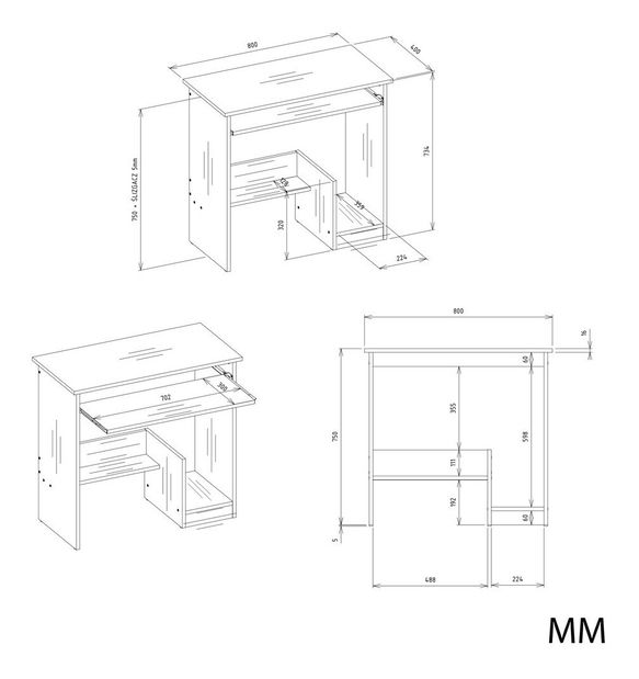 PC stolić Rosera 1 (bijela)