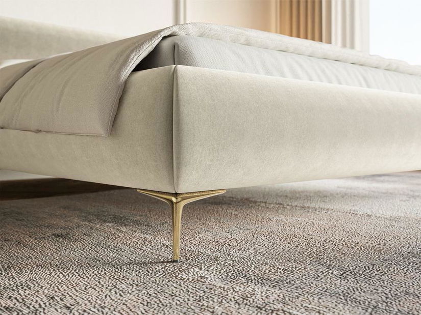 Pat matrimonial 140 cm Rirri 140 (cu somieră) (cu sp. depozitare) (crem + auriu)