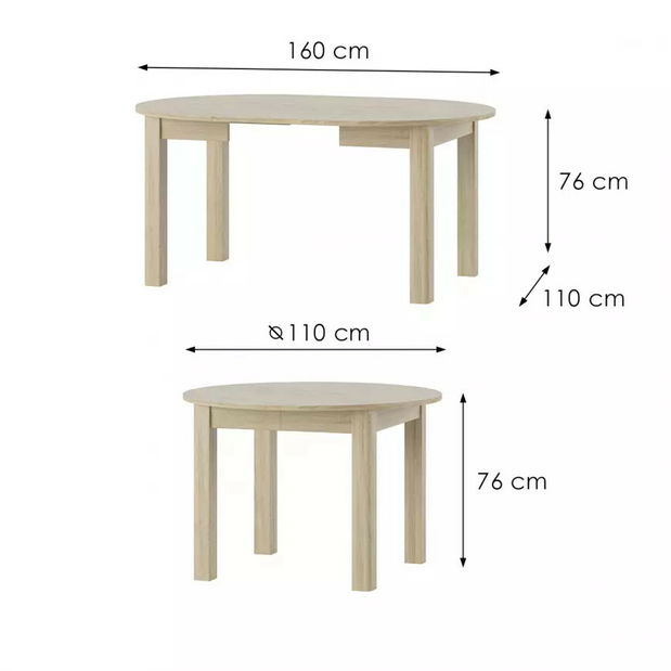 Blagovaonski stol Untim 1 (hrast sonoma) (za 4 do 6 osoba)