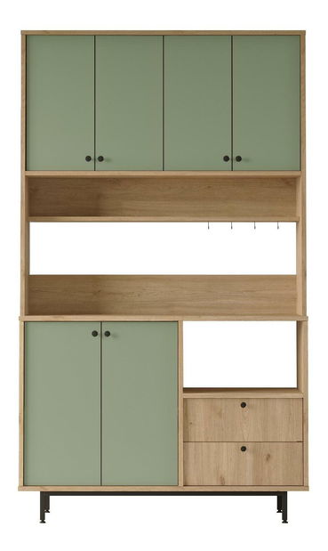 Polcos szekrény Rebutia 7 (tölgy + zöld)