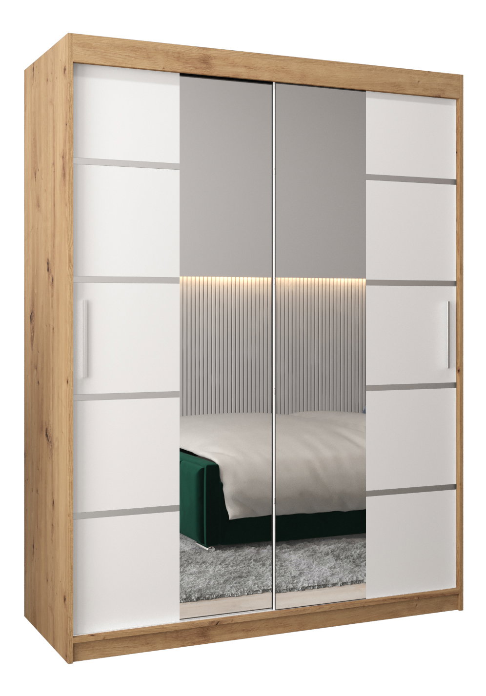 Šatníková skriňa 180 cm Verika 4 180 (dub artisan + biela)