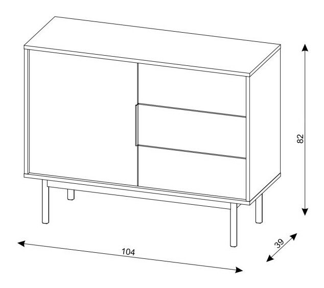 Comodă Vintana 1D3S (Cashmir + Auriu)