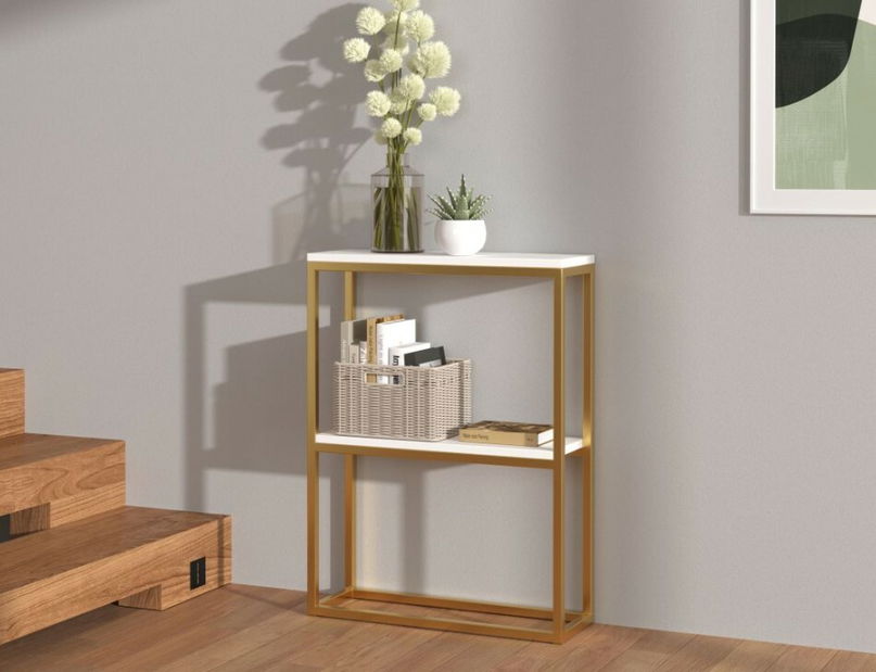 Konzolni stolić Mattel (zlatna + bijela)