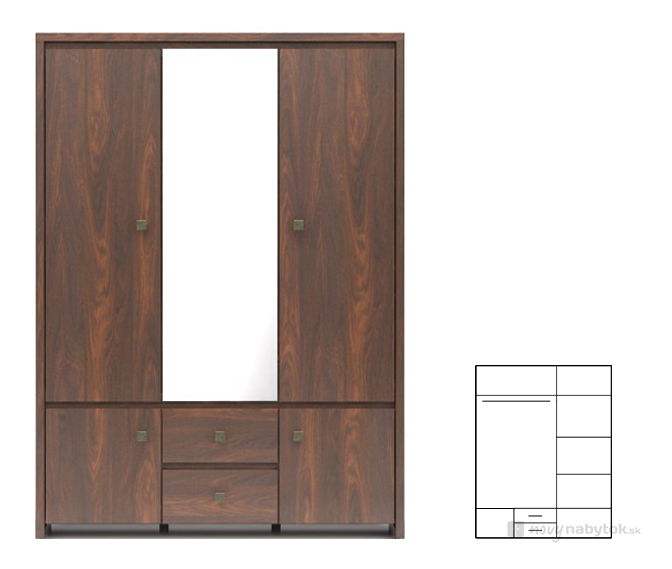 Šatníková skriňa BRW Kaspian II SZF5D2S