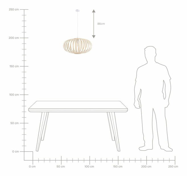 Závesná lampa HEVILA (svetlé drevo)