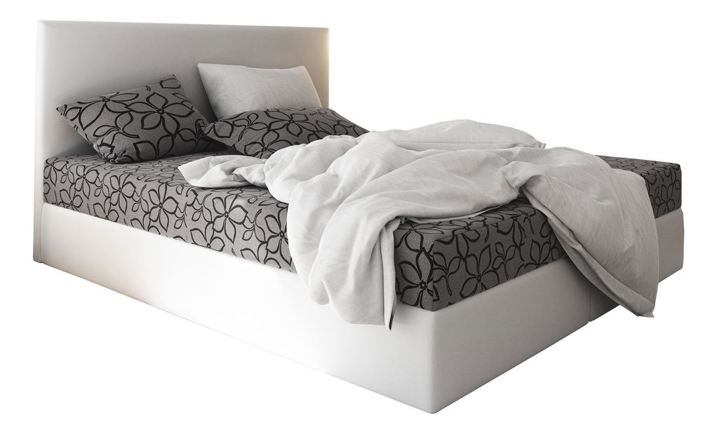 Manželská posteľ Boxspring 140 cm Lilac Comfort (vzor + biela) (s matracom a úložným priestorom)