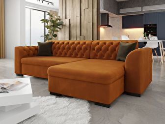 Kutna sofa na razvlačenje Leon (D) (Magic Velvet 2213 + Magic Velvet 2213 + Magic Velvet 2205)