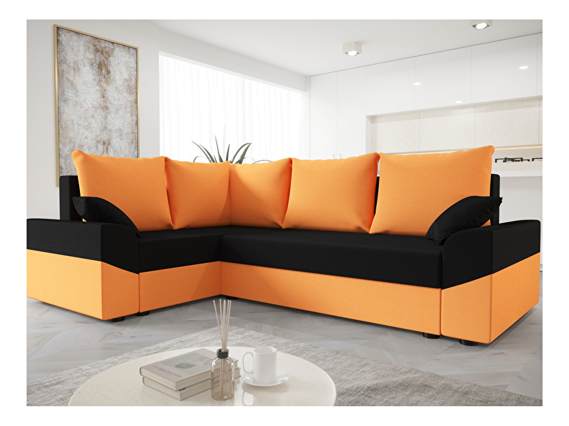 Sarok ülőgarnitúra Dusk Plus (narancssárga + fekete) (B)