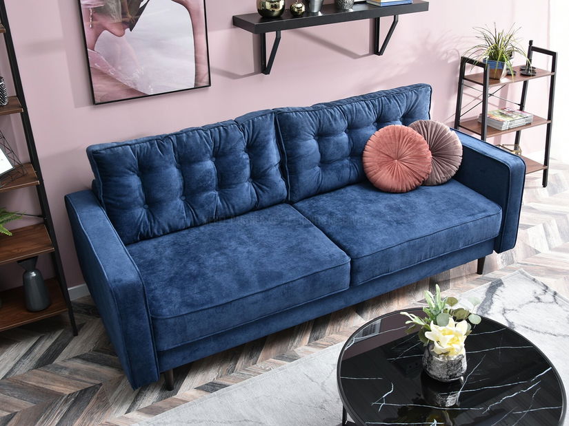 Kétszemélyes kanapé Legacion (sötétkék + dió)