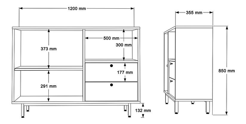 Komoda Rebutia 2 (hrast + antracit) 