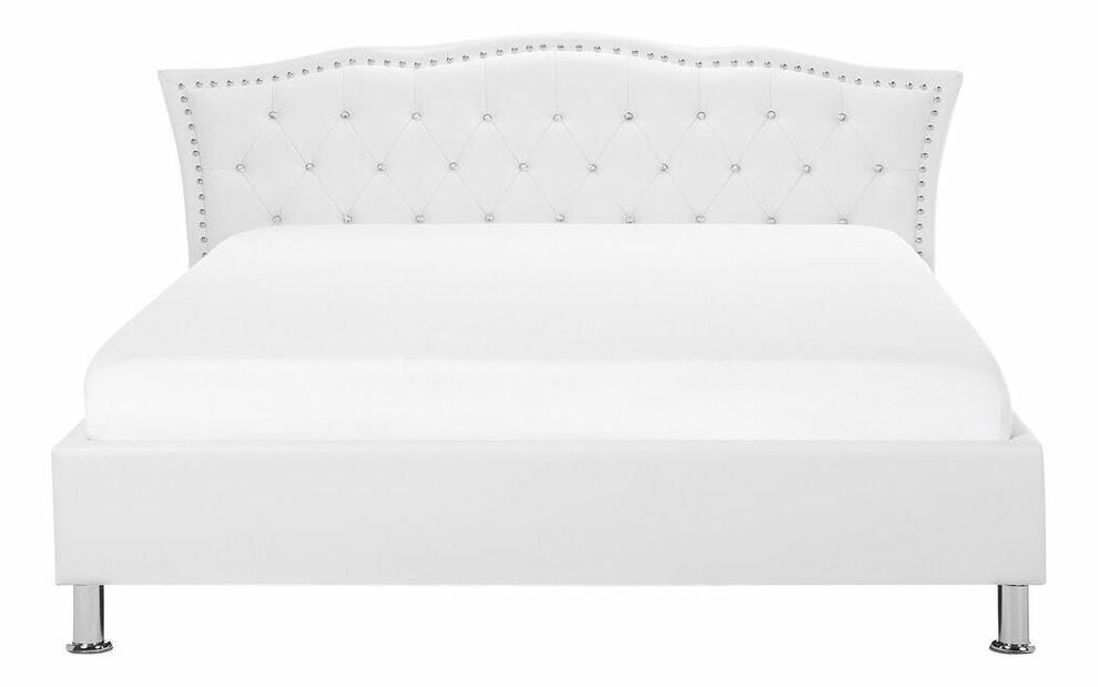 Manželská posteľ 160 cm MATH (s roštom) (biela)