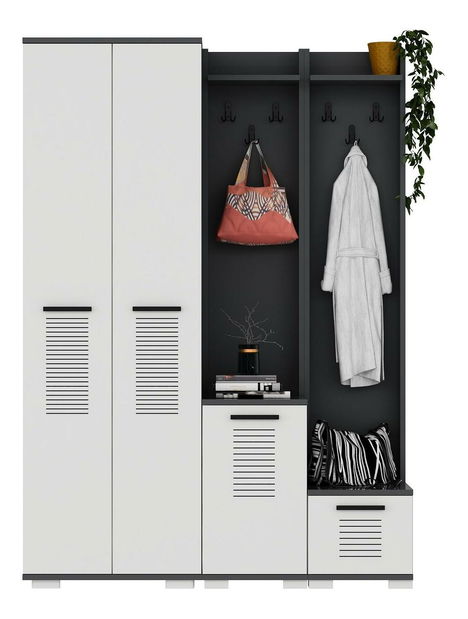 Predsieňová zostava Vipapo 2 (antracit + biela) 