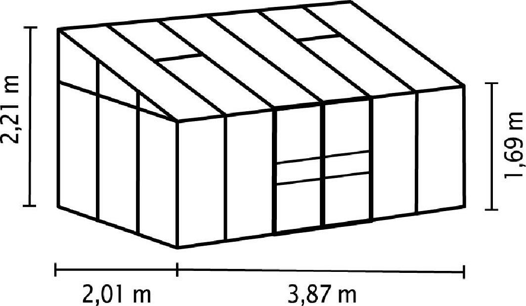 Lean to Greenhouse IDA 7800 (Sticlă + Poly + aluminiu anodizat)