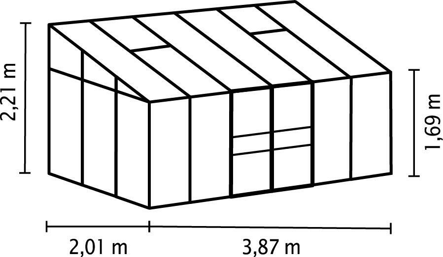 Fal melletti üvegház IDA 7800 (polikarbonát + eloxált alumínium)