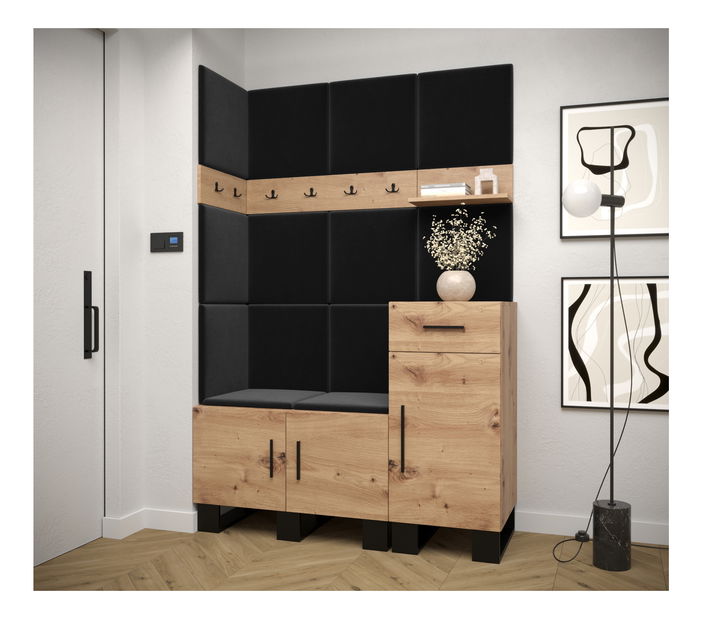 Set za predsoblje Amanda 10 (hrast artisan + crna)