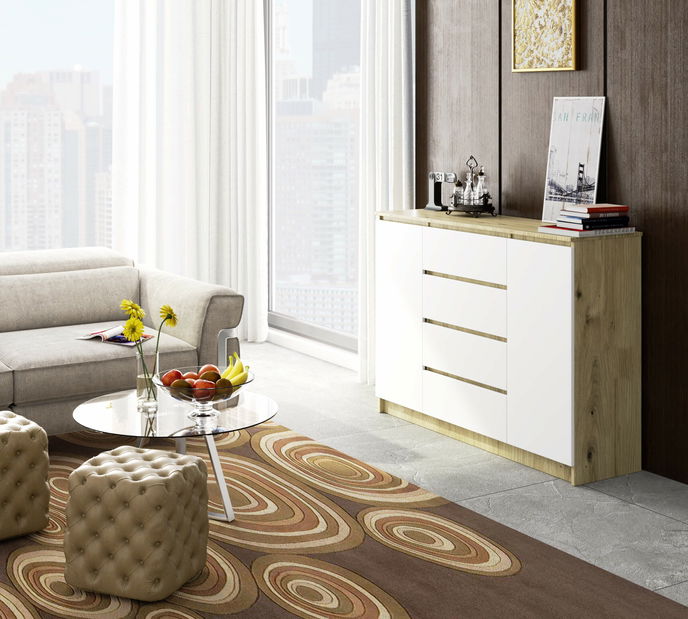 Komoda Keanu IV (hrast artisan + bijela)