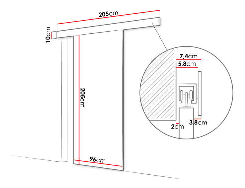 Beltéri ​​tolóajtó Orenia 90 I (fekete)