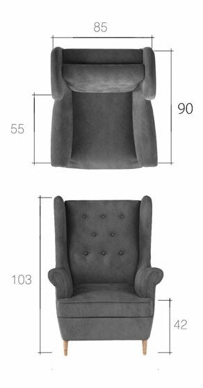 Fotoliu cu urechi Adrianna Typ 02 (bordo)