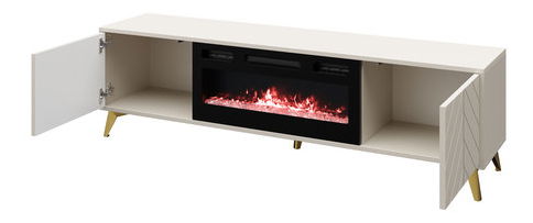 TV ormarić s kaminom Semprum 2D EF (pješčano bež + zlatna) 