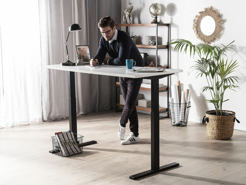 Íróasztal UPPER II (180 x 80 cm) (MDF) (fehér) (manuálisan beállítható)