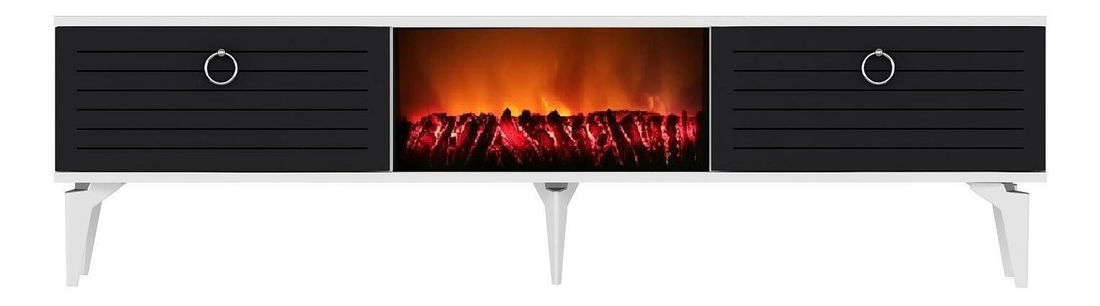 TV stolík/skrinka s krbom Sulotu 2 (biela + antracit) 