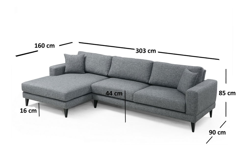 Sarok ülőgarnitúra Noro (B) (sötétszürke)