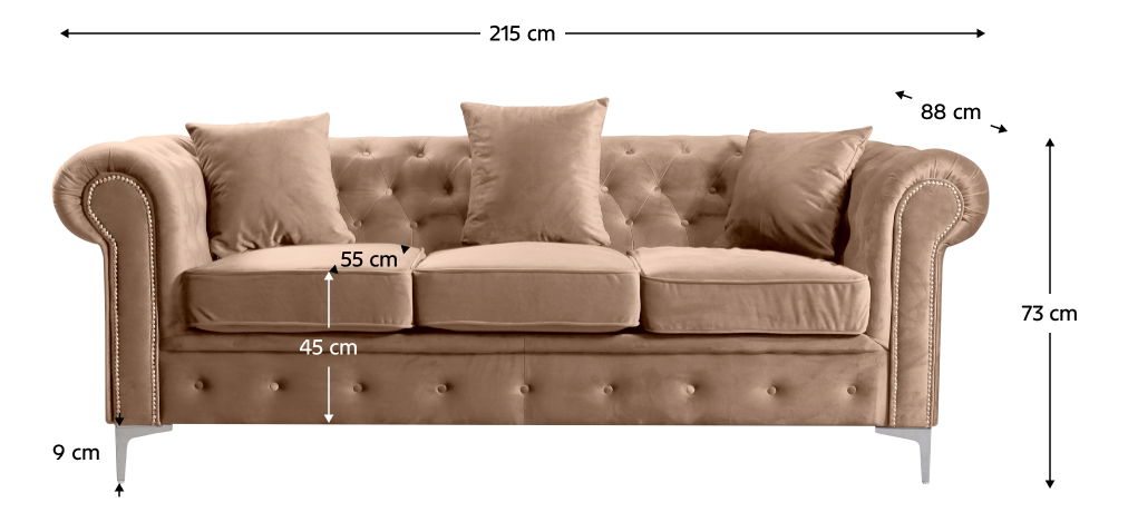 Luxus széthúzható 3-as ülés Rikaro (velvet 28) 