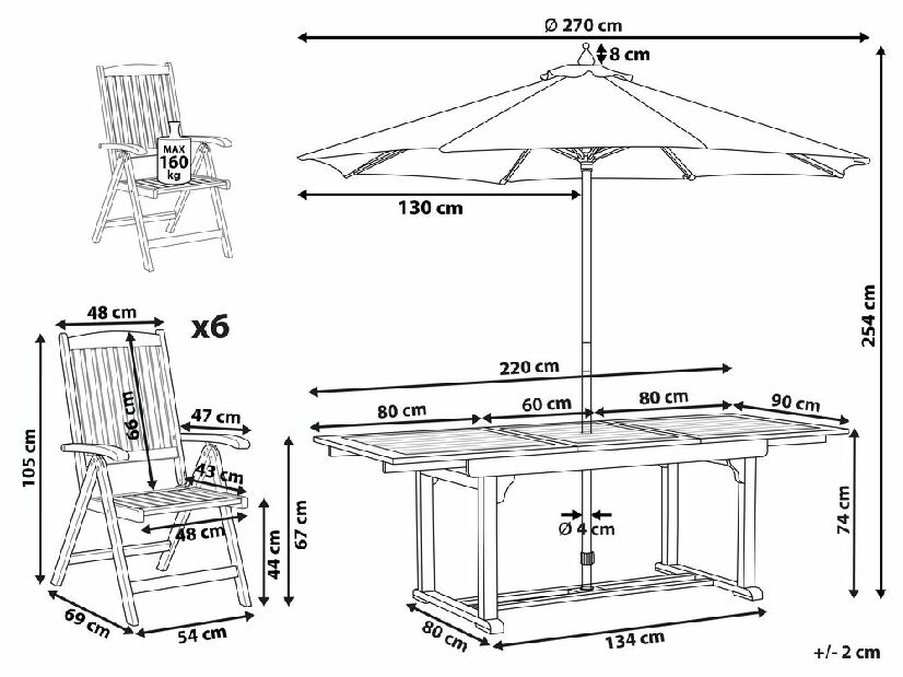 Set mobilier de grădină Janek (lemn deschis) 