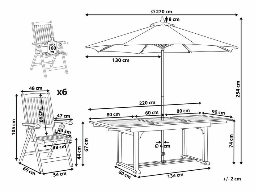 Kerti garnitúra Janek (világos fa) 