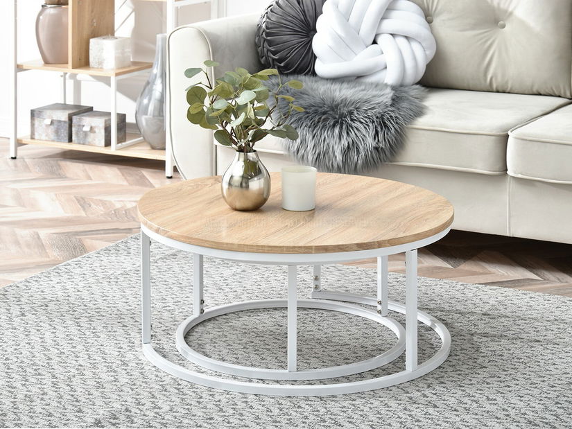 Stolić za kavu Kolja Zest Xl (sonoma + bijela)