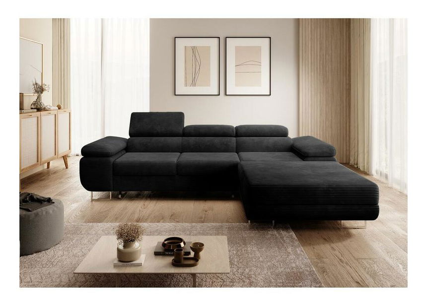 Colțar Grande (D) (negru + crom)