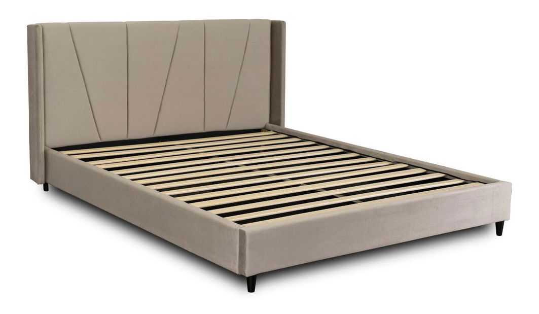 Pat matrimonial 160 cm Slogan (bej) (cu somieră)