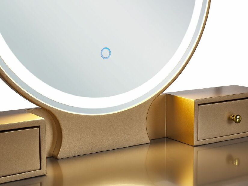 Toaletný stolík Fedro (sivá + zlatá) (s LED osvetlením)