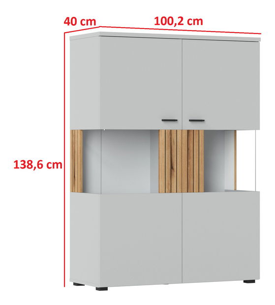 Vitrină Veresa V03 (Cenușă + Stejar coast evoke)