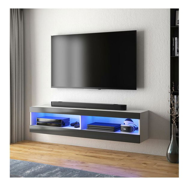 TV skrinka/stolík Violett 100 (s osvetlením) (biela + čierna)