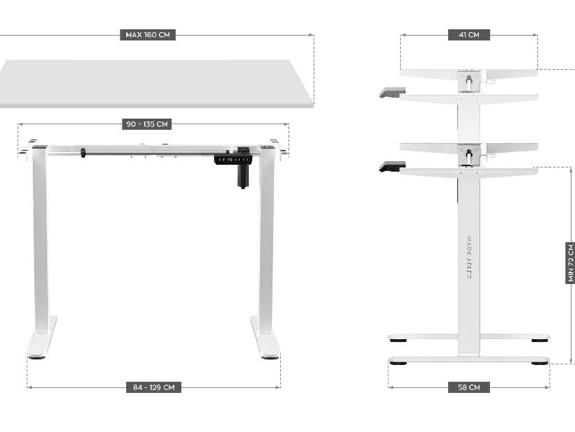 Elektrický rám na stôl Xenon 4.1 (biela)
