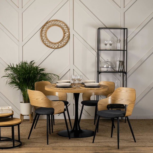 Scaun sufragerie Obvio (stejar auriu + negru) 