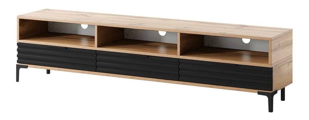 Masă TV Ricko 3D (cu iluminat) (stejar natural + negru)