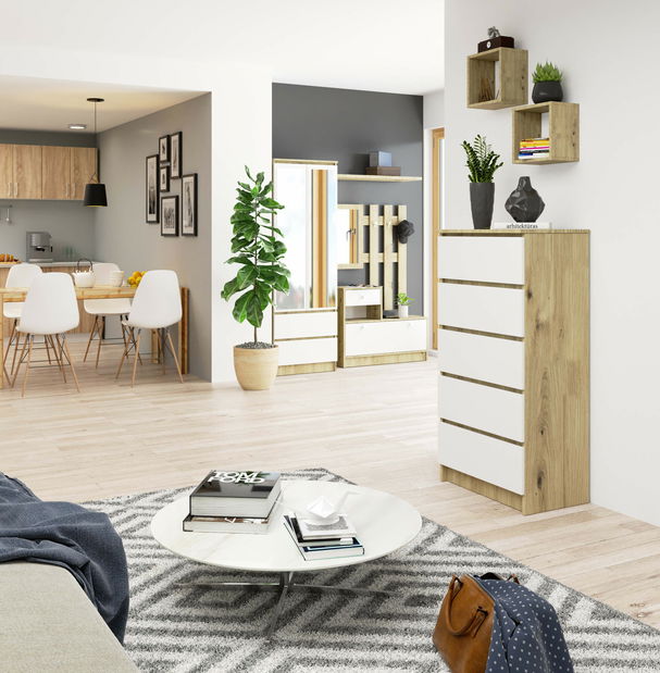 Komoda Kalista V (dub artisan + biela)