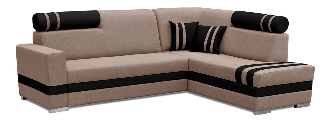 Sarok kanapé Raisa (világosbarna + fekete) (J)