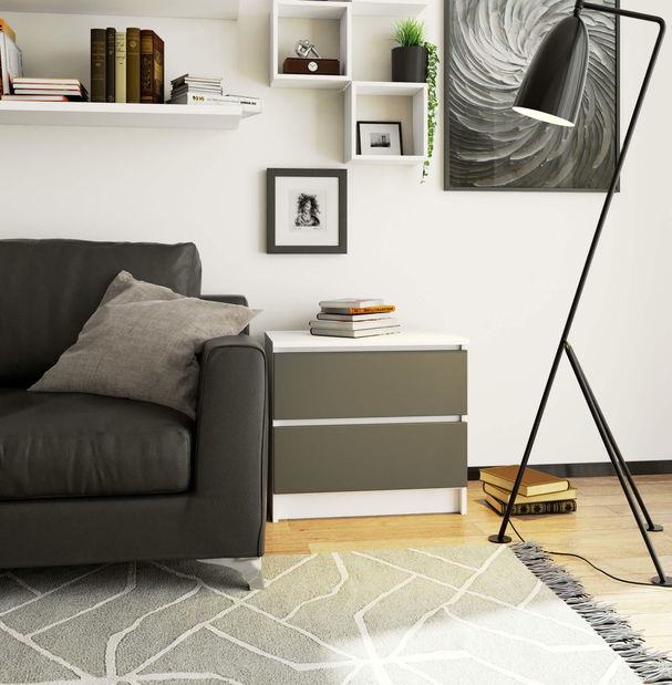 Éjjeliszekrény Kalista (fehér + szürke)