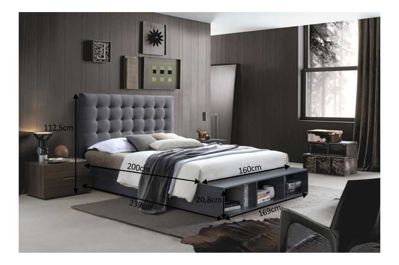 Pat matrimonial 160 cm Terka (cu somieră și spațiu de depozitare)