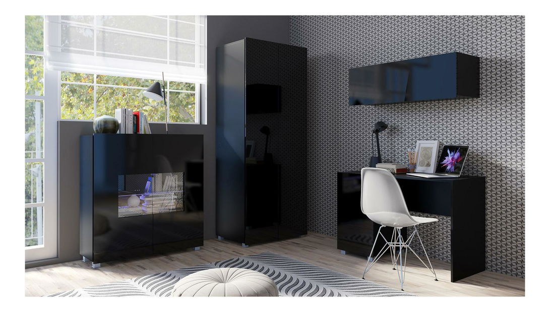 Camera de studenți Calabria 1 (negru mat + negru lucios) (cu iluminat)