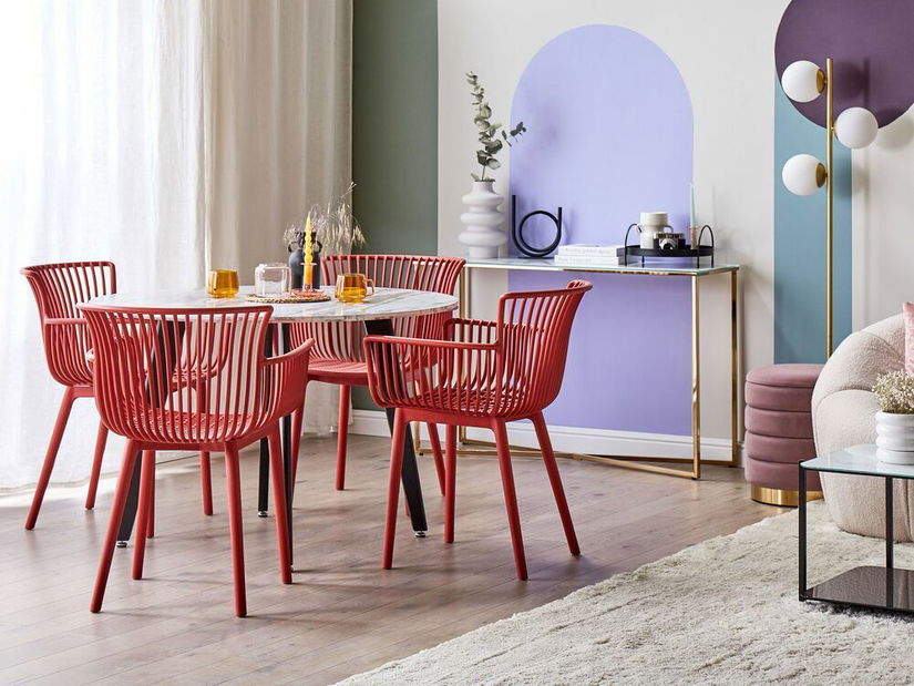 Set 4 ks jedálenských stoličiek Pexeso (červená)