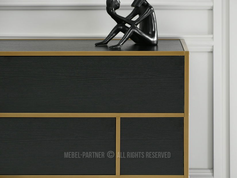 Comodă Soren Kom (lemn negru + auriu)