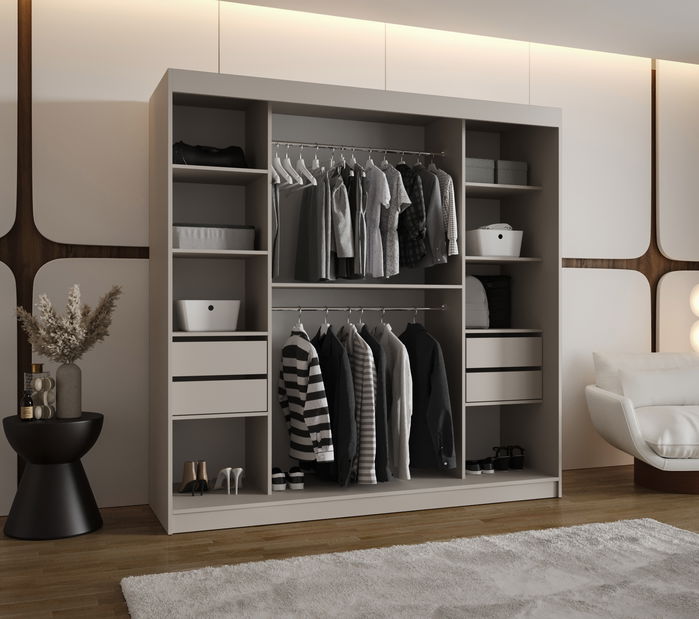 Ruhásszekrény 200 cm Boomer 2 (kasmír) (világítással)