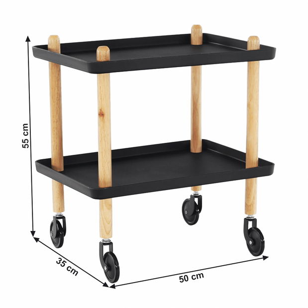 Servírovací vozík Ponteo (čierna + prírodná)