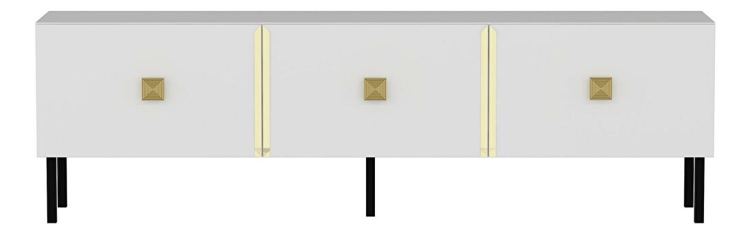 TV asztal/szekrény Sodole (fehér + arany) 